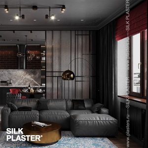 Дизайн гостиной с шелковыми обоями SILK PLASTER Арт Дизайн