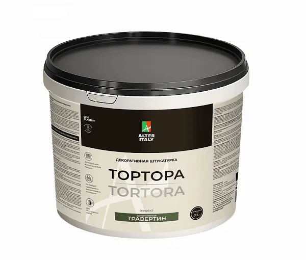 Декоративная штукатурка AlterItaly ТОРТОРА (TORTORA) с эффектом декоративный травертин (фракция 0,5 мм), 15 кг