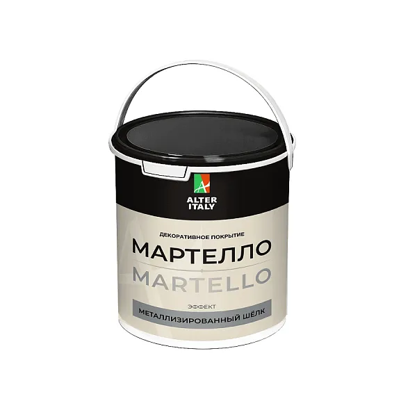 Тестер декоративного покрытия AlterItaly МАРТЕЛЛО (MARTELLO) с эффектом металлизированный шёлк, 0,2 л