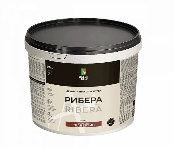 Декоративная штукатурка AlterItaly РИБЕРА (RIBERA) с эффектом архитектурный травертин (фракция 0,5 мм), 15 кг